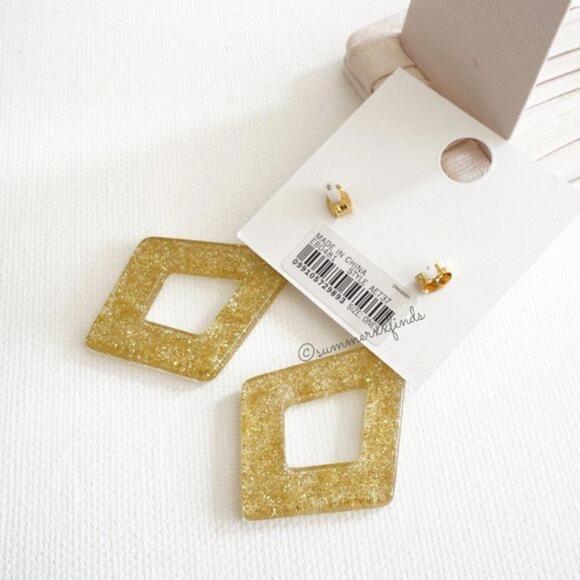 Madewell Glitter Diamond Shaped Statement Earrings - Picture 3 of 6